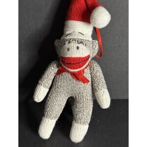 Sock Monkey Christmas Ornament Holiday Decor Whimsy 7”